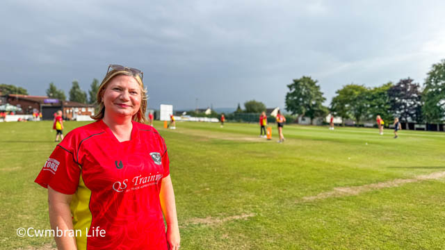 Croesyceiliog Hens club captain Emma Matthews on edge of pitch
