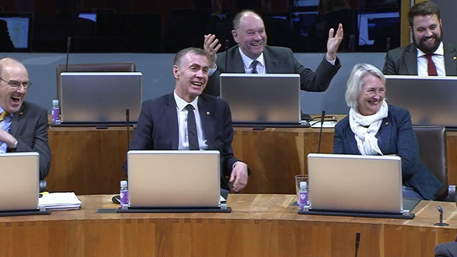 Hefin David in the Senedd