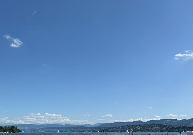a blue sky on a sunny day
