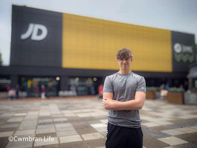 Joshua Copsey outside JD Gym in Cwmbran