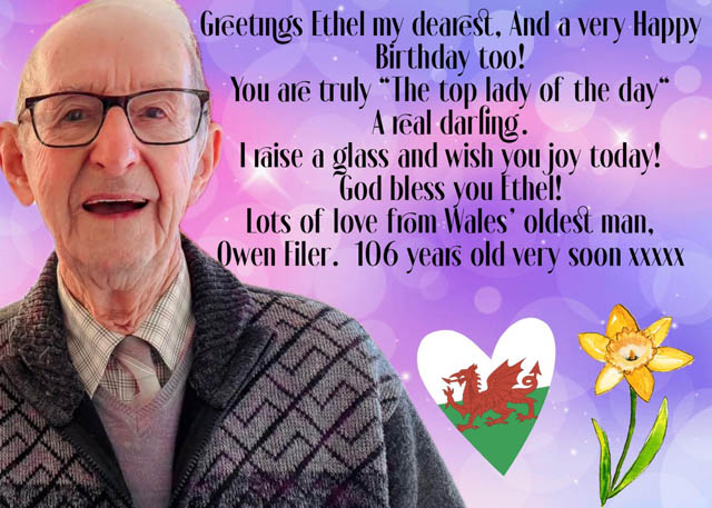The collage and message sent to Ethel on Owen's behalf