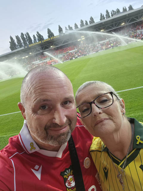 Sarah and Ady Myers at The Racecourse football ground