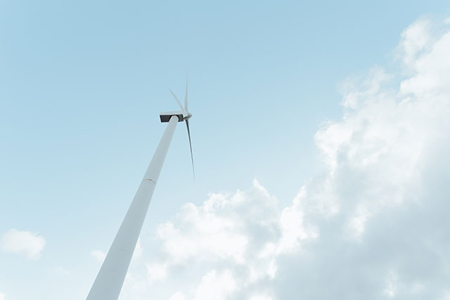 Wind Turbines Windmill Energy on the nature, during a super sunny day, with copy space