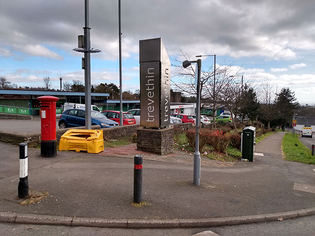 A general view of the Trevethin neighbourhood centre with a pole on which a CCTV camera is mounted