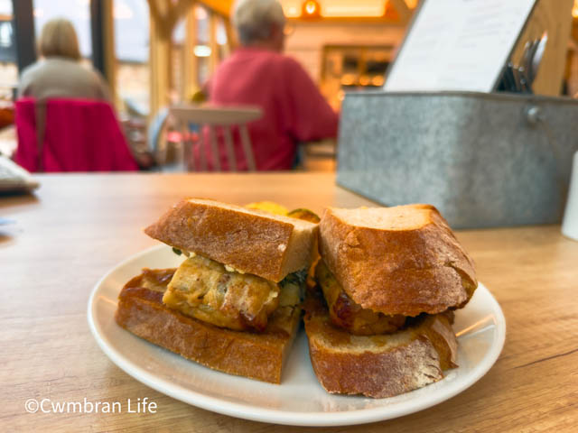 a Glamorgan sausage sandwich on a plate