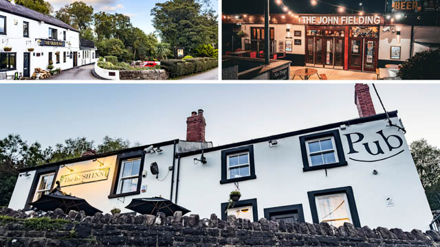 three photos of pubs