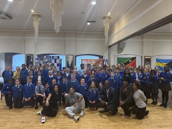 Pupils and guests at the Windrush celebration event in Cwmbran
