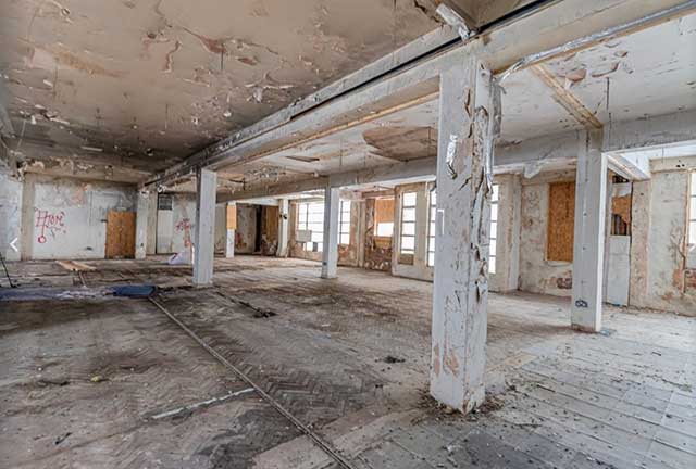 a large empty space inside a former shop