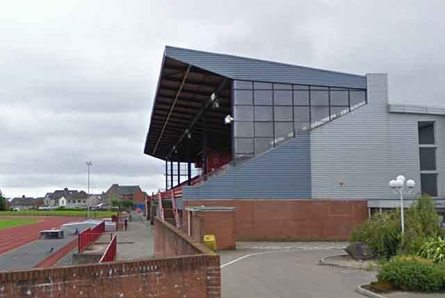The grandstand at Cwmbran Stadium.