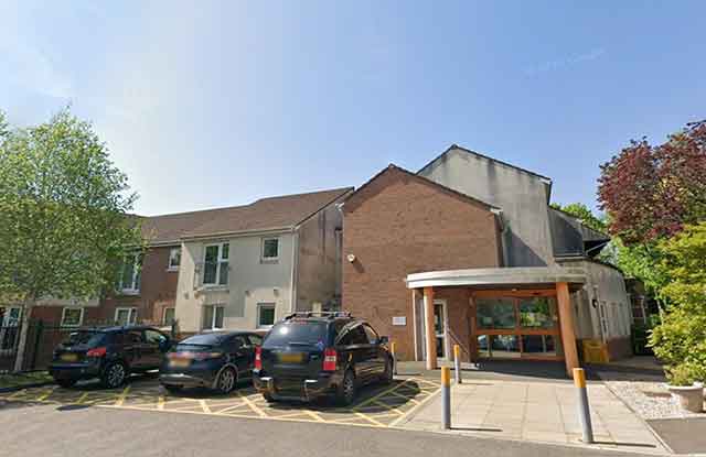 the entrance to a care home