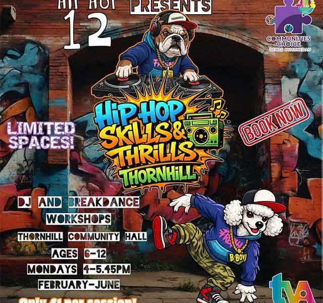 a poster about a hip hop and break dance club starting for children