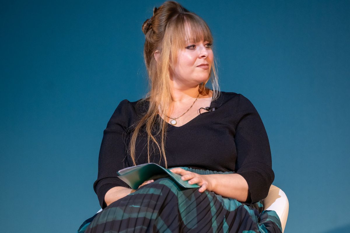 a woman sat on a a chair