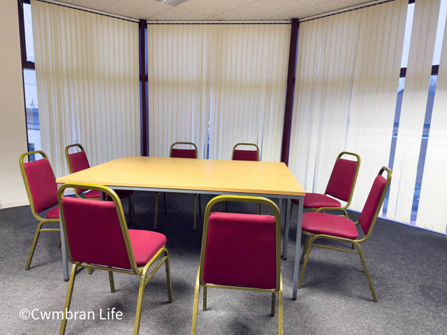 a table with desks around it