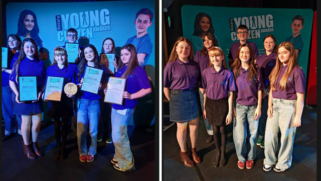 two photos of young people- in one they're holding certificates