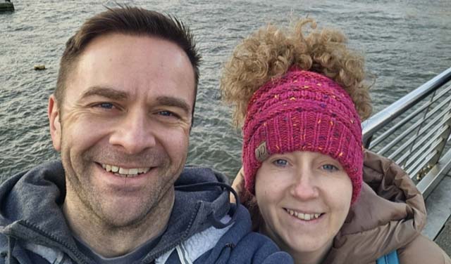 Sally and Paul Mason stood by water