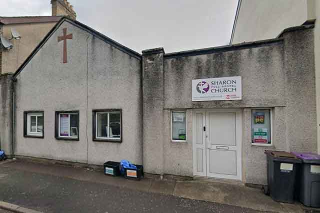 the entrance to a church