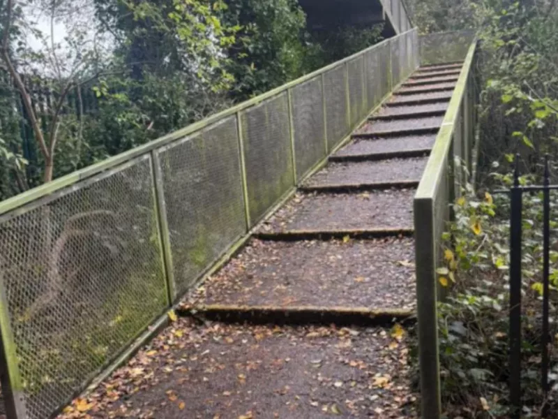 a footbridge over a railway line