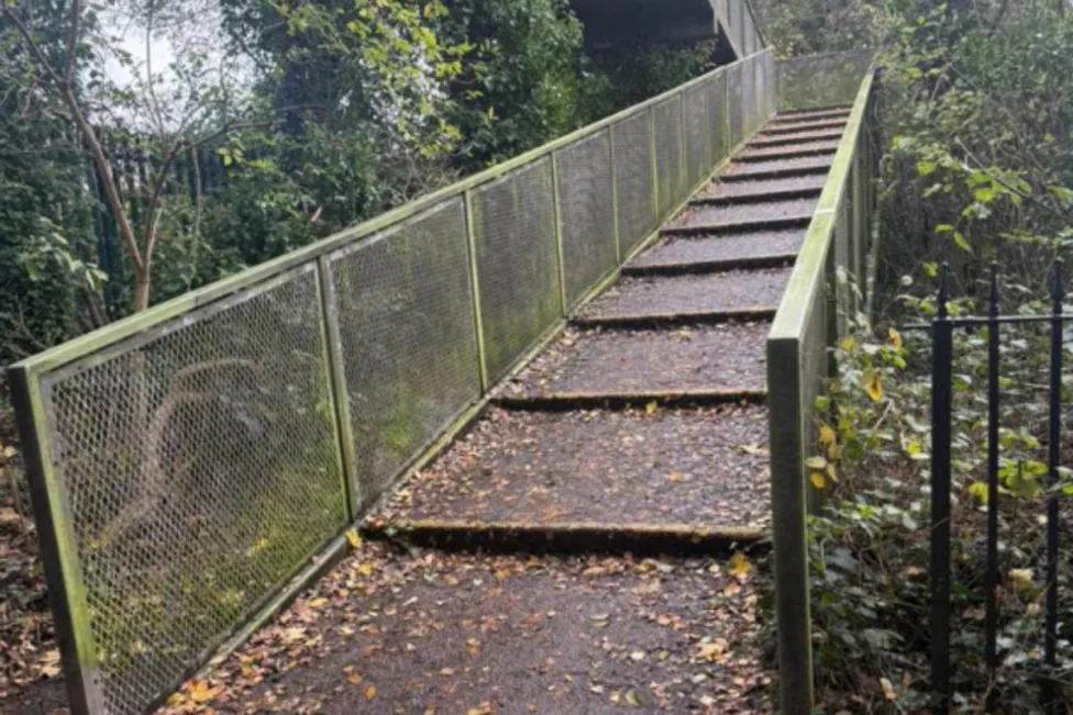 a footbridge over a railway line