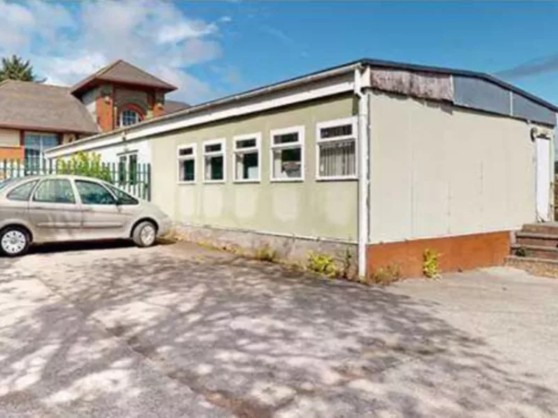 a temporary classroom at a school