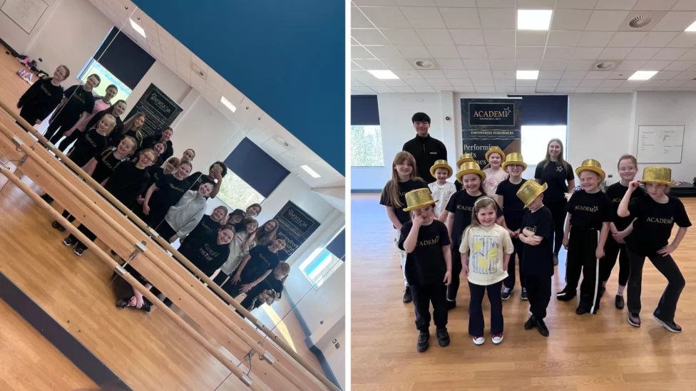 two photos of young people in dance classes