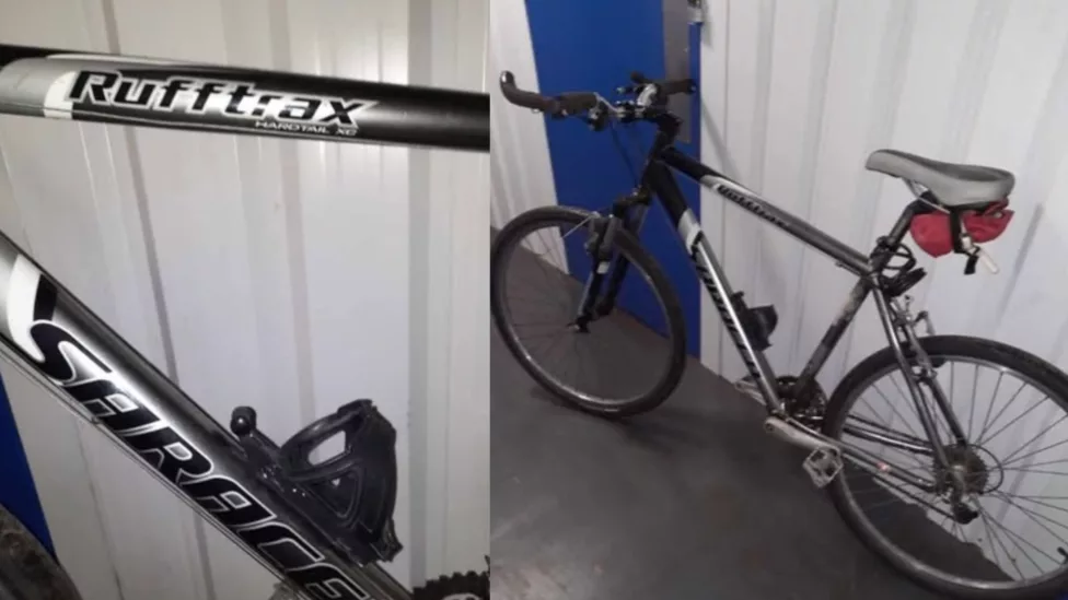 two photos of a bike