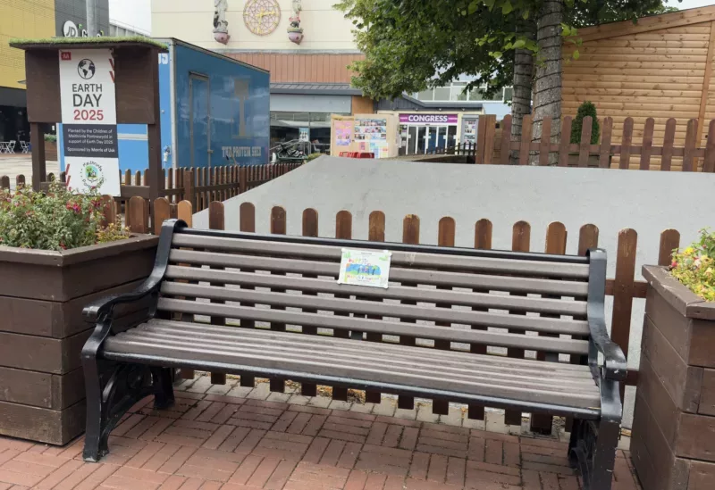a wooden bench
