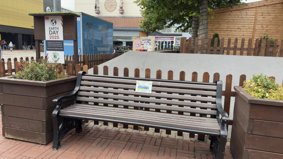 a wooden bench
