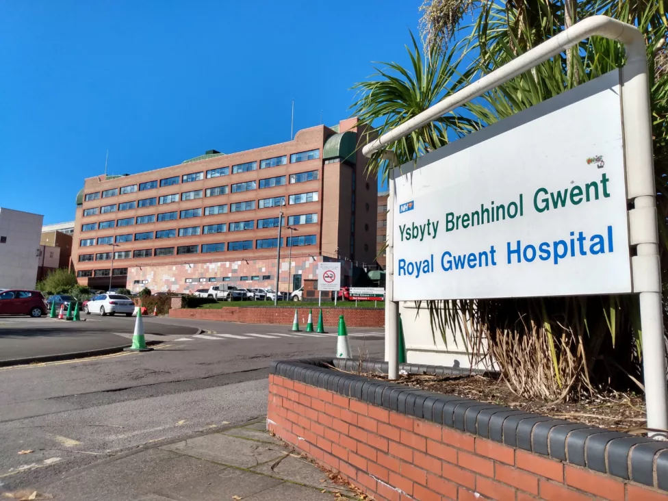 A sign for the Royal Gwent Hospital